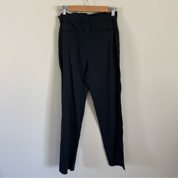 Theory Tralpin Drawstring Pants Black Crunch Wash Linen Blend Size 4 - Picture 8 of 12